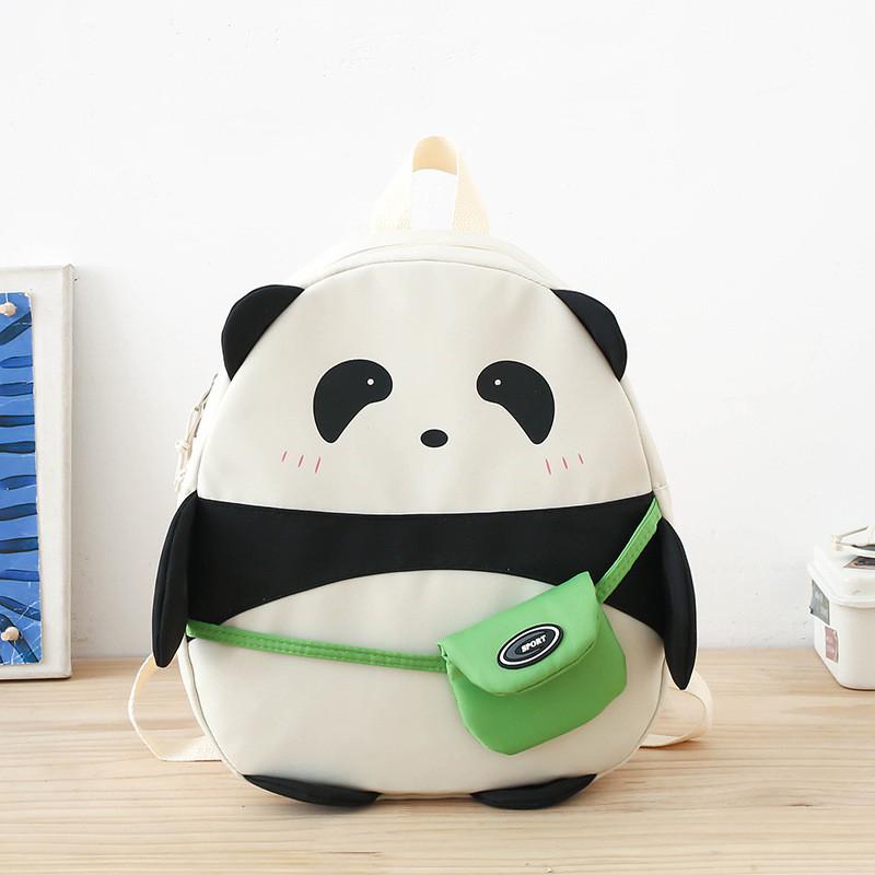 Kids Panda Cartoon School Backpack Lightweight Nylon For Preschool Unisex