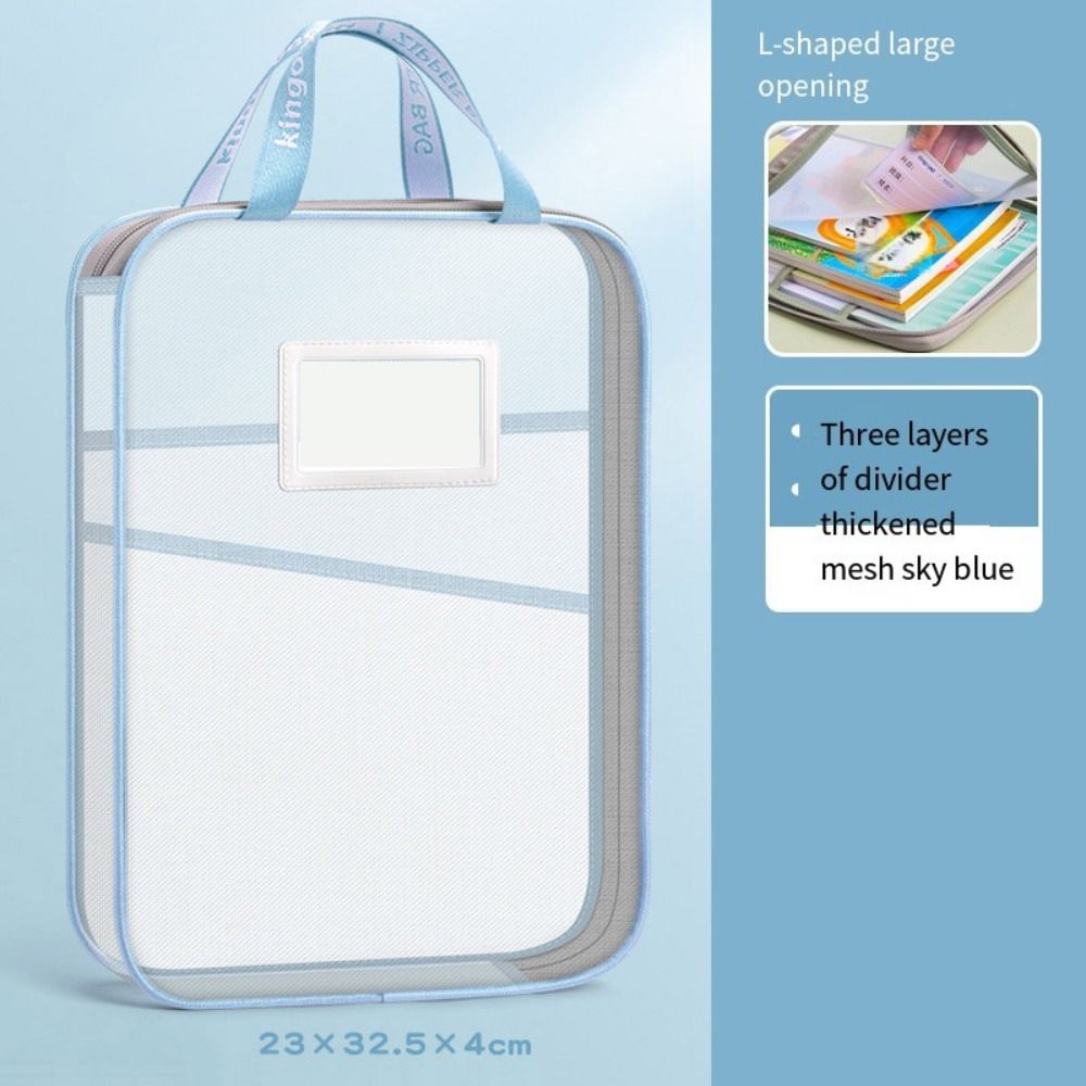 Thickened Mesh Zipper Pouch Transparent File Folder Bag  School Office Supplies