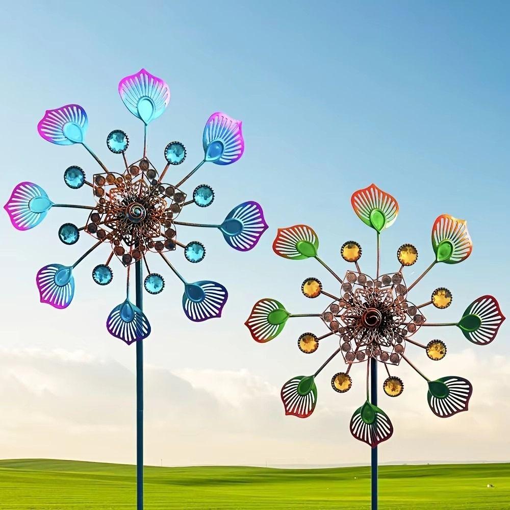 Removable Windmill Spinner Rotating Gardening Plug Landscape Art Decoration Metal Windmill Patio