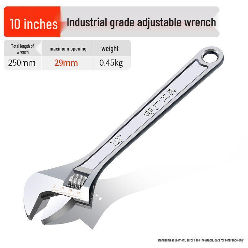 Universal Multifunctional Adjustable Wrench with Large Opening: 6, 8, 10, 12, 15, 18 Inches, High Hardness