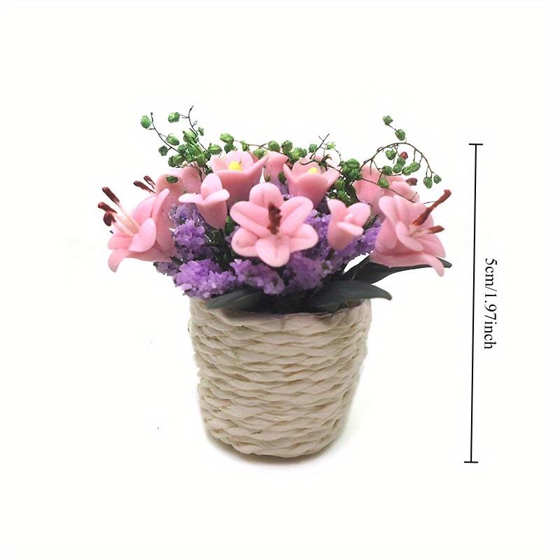 1:12 Miniature Clay Flower Mini Potted Plant Lily Flower Flowerpot Decor Bonsai Model Garden Home Ornament Furniture