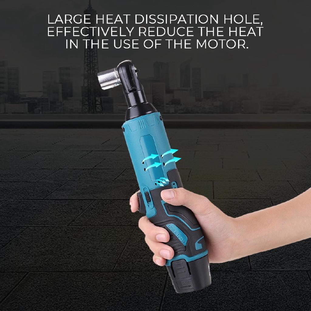 Rechargeable Electric Ratchet Wrench Electric Cordless Right Angle Wrench Kit 2 Lithium-Ion Battery For Car 18V 28V 42V