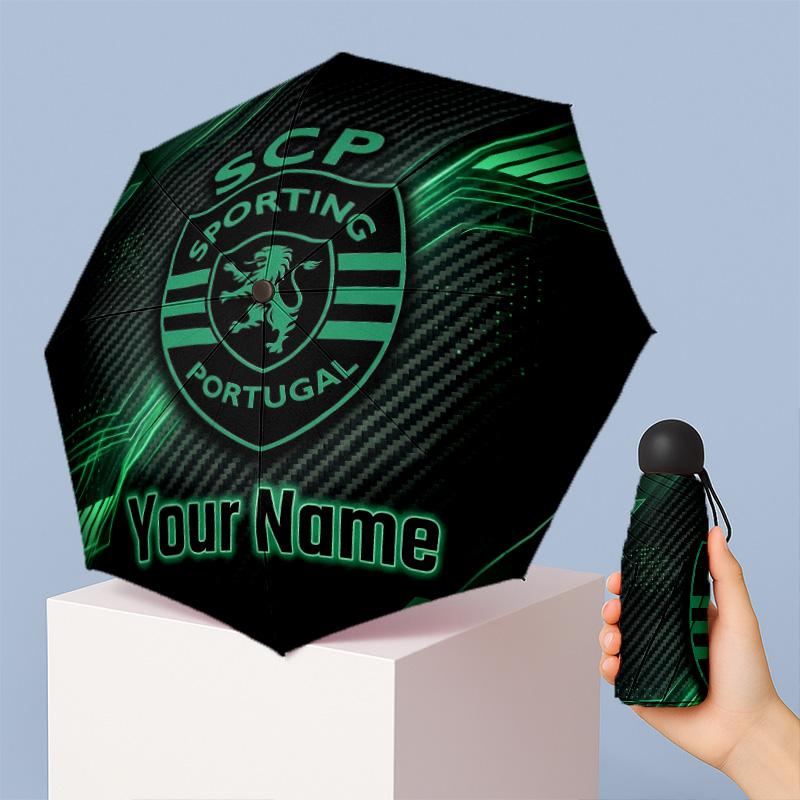 Sporting CP Manual Five Fold 8 Rib Umbrella Support Custom Text, Lightweight Travel Umbrella