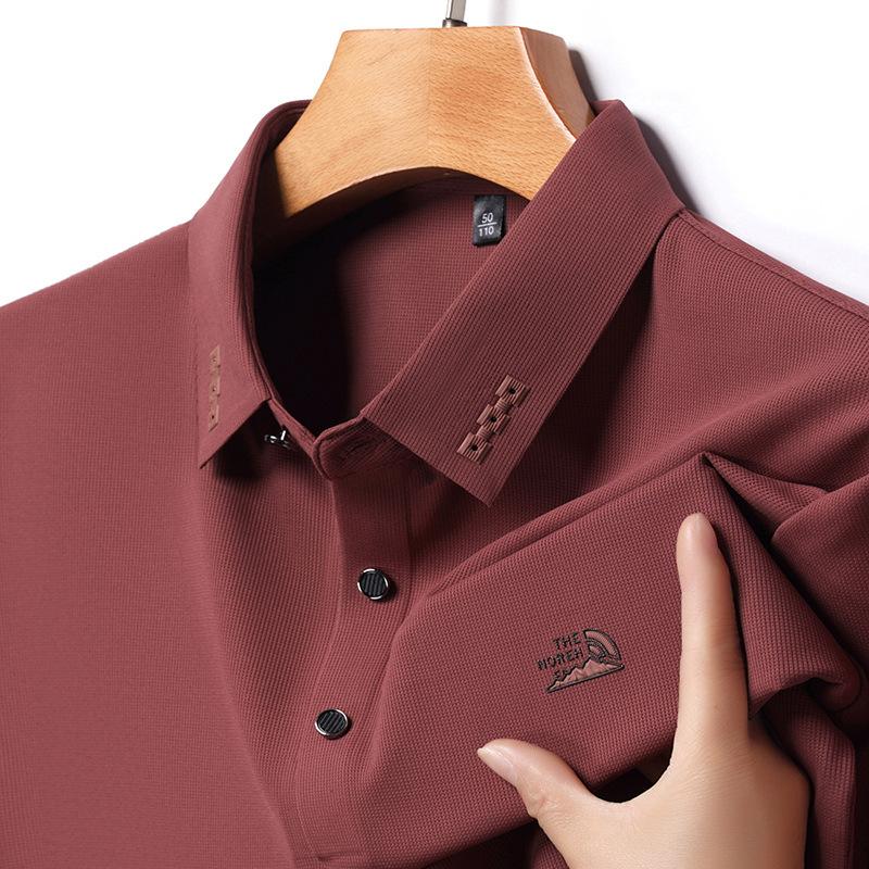 Polo Shirt Men'S High-End Short-Sleeved T-Shirt Business Casual Solid Color Embossed Half-Sleeved Top