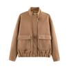 2026 Summer New European and American Cross-border Women's Fashion Three-Color Stand Tie Zipper Wool Jacket w107 8925