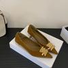 Black Metal Buckle Loafer Shoes For Women With Pu Material For Work And Office Use