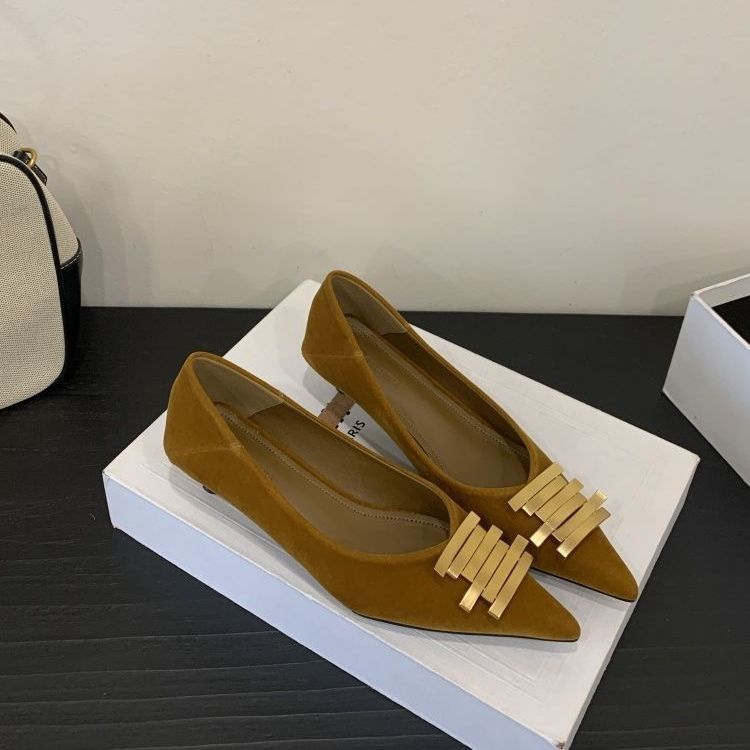Black Metal Buckle Loafer Shoes For Women With Pu Material For Work And Office Use