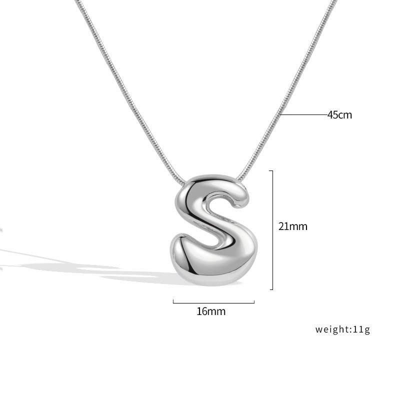 VENTFILLE 925 Sterling Silver 26 Letters Necklace For Women Gift Smooth Cute Balloon Jewelry Accessories Dropshipping Wholesale