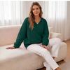 Women’s V Neck Long Pullover Sweatshirt with Pocket Loose Fit Casual Long Sleeve Top for Autumn and Winter