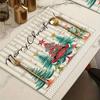 1PC Christmas Tree Place Mats Machine Washable Linen Table Mats for Home Kitchen Christmas Dining Decor and Supplies