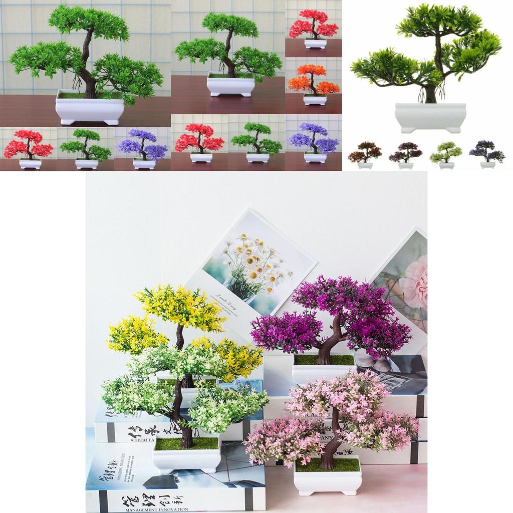 Lifelike Bonsai Simulation Artificial Plants In Chic Pots For Home And Office Decor