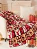 1pc Reindeer Plaid Christmas Blanket Flannel Fabric With Festive Deer Snowflake And Plaid Patterns For Living Room Relaxing Sess