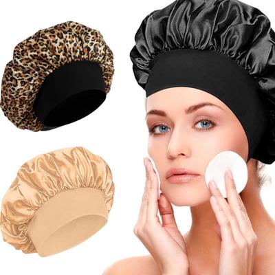 Shower Wide Brim Elastic Satin Hair Care Cap - Women's Sleep, Salon, and Shower Use