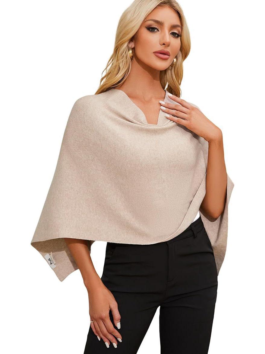 

Women s Soft Knit Cardigan Cape - 2025 Autumn/Winter Short Versatile Shawl Top One Size абрикосовий