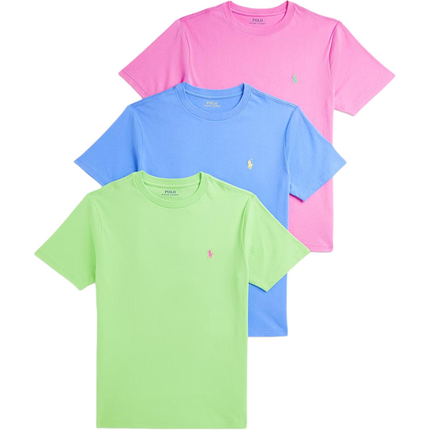 

Polo Ralph Lauren Однотонная хлопковая футболка с коротким рукавом и логотипом пони, с круглым вырезом, набор из 3 штук, детские топы 323884456-009 XL