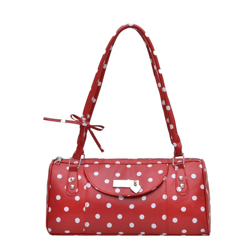 Damen Mode Koreanischer Polka Dot Print Retro Vielseitig Lässig Einzelne Schulter Unterarmtasche