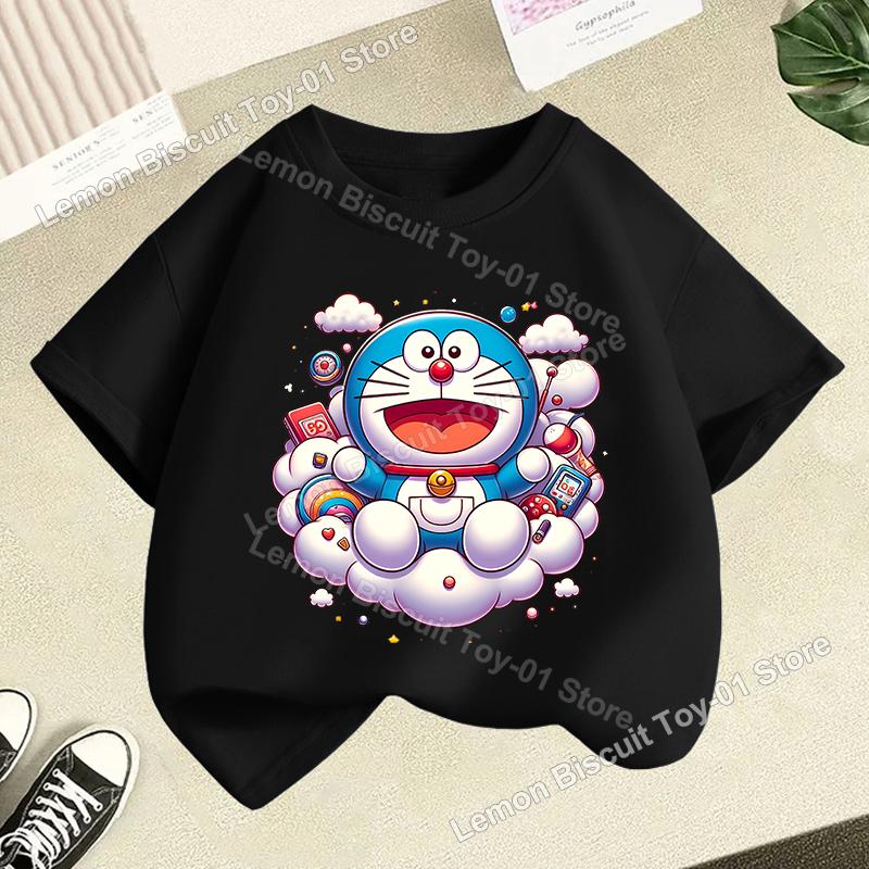 Doraemons Series Boys Girls Short Sleeve Top Summer Hot Cartoon T-shirt Cute Kids Base Clothes O-neck Funny Birthday Gift