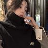 Sciarpa con Scollo Alto e Spacco Donna Stagione Nera Maglione Collo Set Sciarpa Lavorata a Maglia Per Proteggere dal Freddo e Mantenere Caldi sulla Sciarpa Esterna