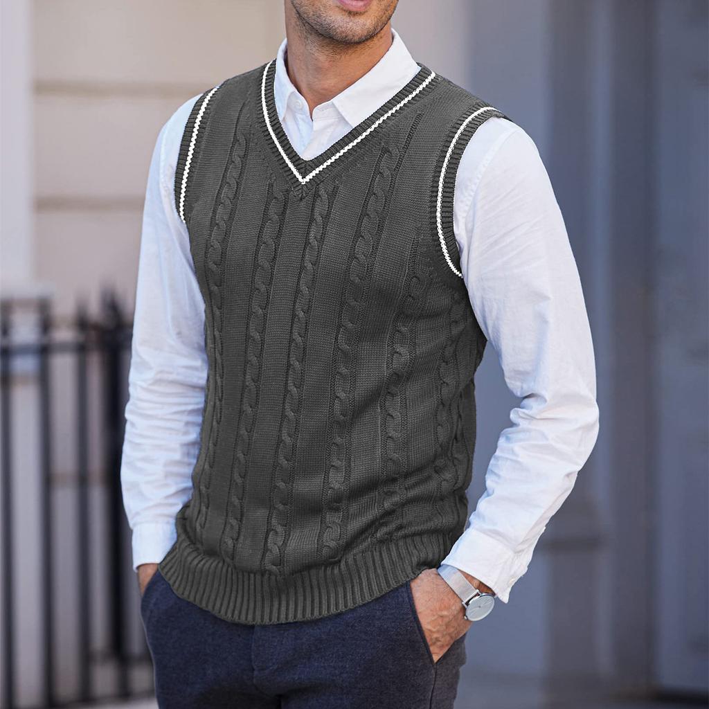 Men's  Leisure  Big Size  V-Neck  Thickened  Knitting  Vest  Sleeveless