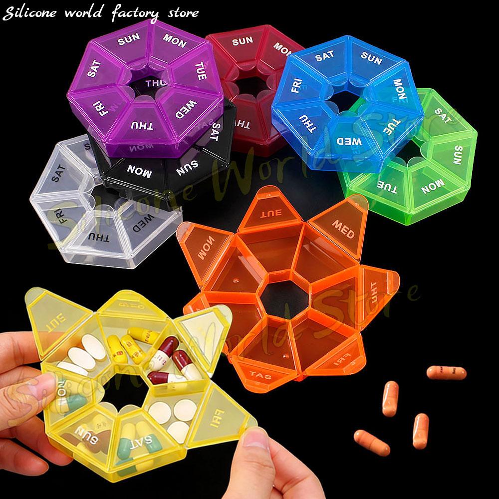 SW Portable Travel 7 Grids Pill Box Weekly 7 Days Pills Case Vitamin Fish Oils Medicine Storage Container Organizer Jewelry Box