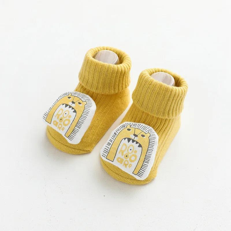 Cute Cartoon Animal Baby Socks Boys Girls Spring Autumn Soft Cotton Bear Cat Elephant Anti Slip Soled Newborn Toddler Socks New