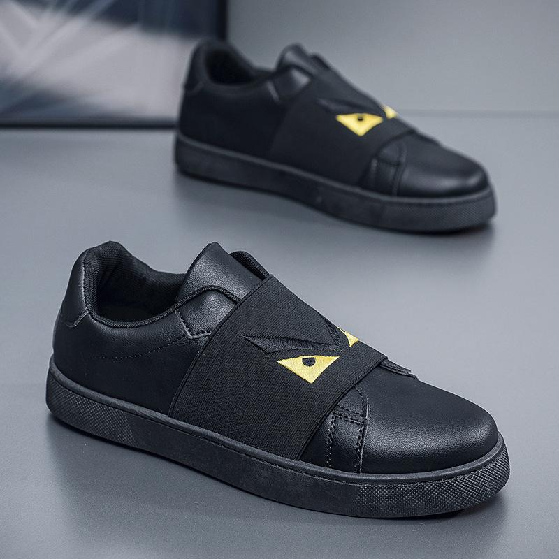 

Мужские дышащие кеды на красной подошве с маленьким монстром, всесезонная повседневная обувь, модные трендовые спортивные туфли, ленивая обувь для мужчин 44 чёрный