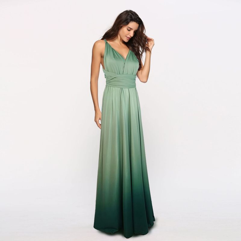 

Strap Gradient Long Dress for Women Women Bandage Gradient Color Long dress Formal Dress Gradient gray green L