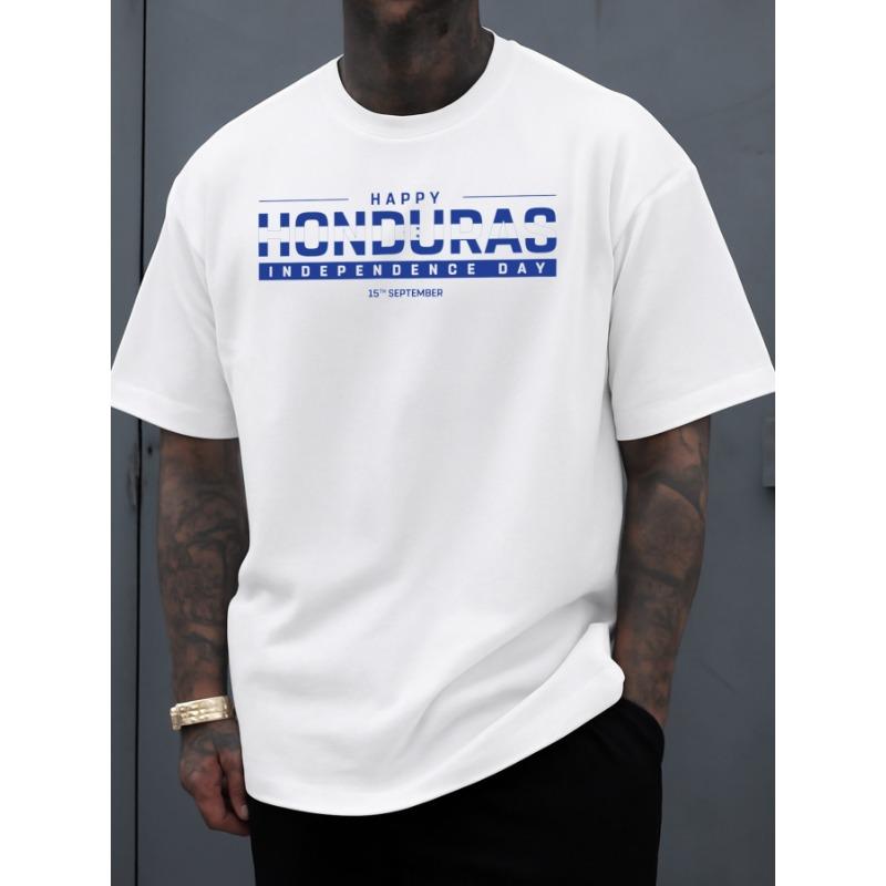 European Size Men'S White T-Shirt for Honduran Independence Day, Perfect for Summer And Fall Weekends. This Stylish Summer Top