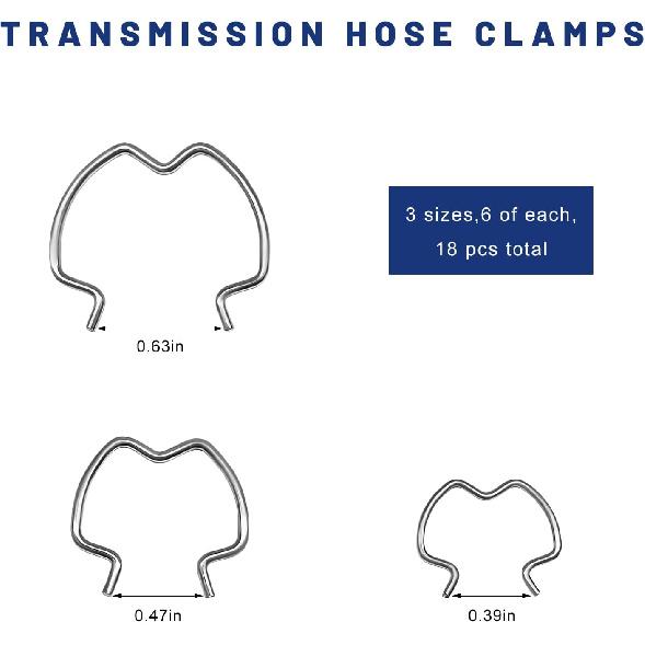 18 PCS Transmission Line Clips, 3 Sizes Rustproof Cooling Line Retainer Clip Replacement, 800-801 Quick Connector Hose Retaining Clips for Most Cars,