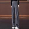 Women's Cotton Cashmere Wide-Leg Pants - Autumn Winter Slimming Fit, Relaxed Casual Style