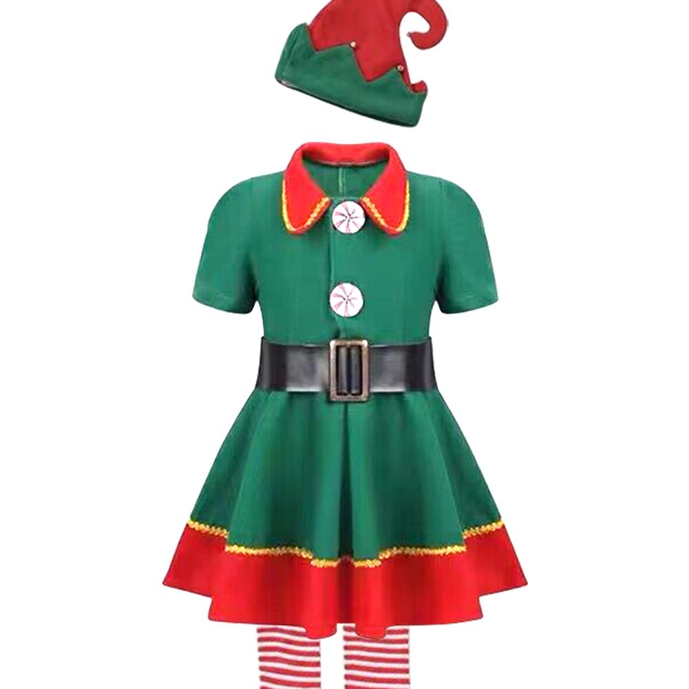 Xmas Santa Helper Costume Elf Hat/Shoes/Stockings Festival Santa Claus Novelty New Year Children Clothing Funny Xmas Party Dress