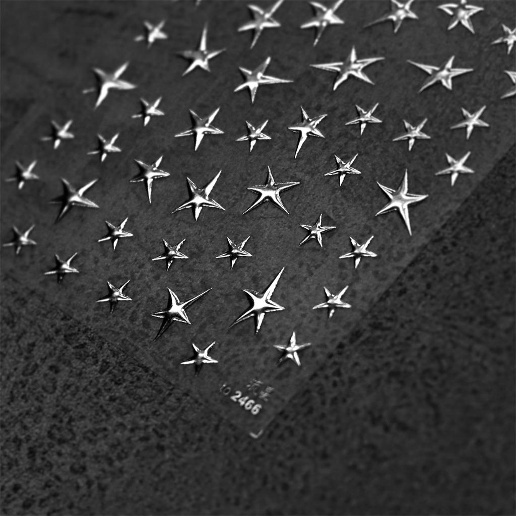 1pcs 5D Bronzing Retro Star Nail Art Stickers Luxury Gold Silver Fire Pattern Nail Decorations Transfer Decals DIY Accessories