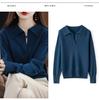 Women's Loose Polo Sweater: 100% Wool Knitwear with Soft Feel, Ideal for Autumn/Winter As Base Layer, Pure Wool Collar.