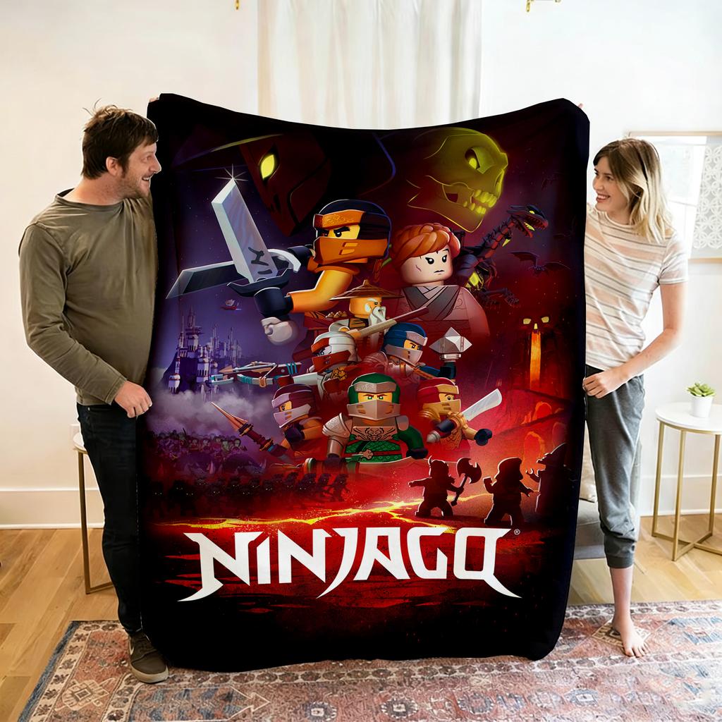 Cartoon N-Ninjago Flannel Blanket Figures Home Sofa Lunch Break Blankets Children Student Blanket Nap Cover Kids Travel Gift