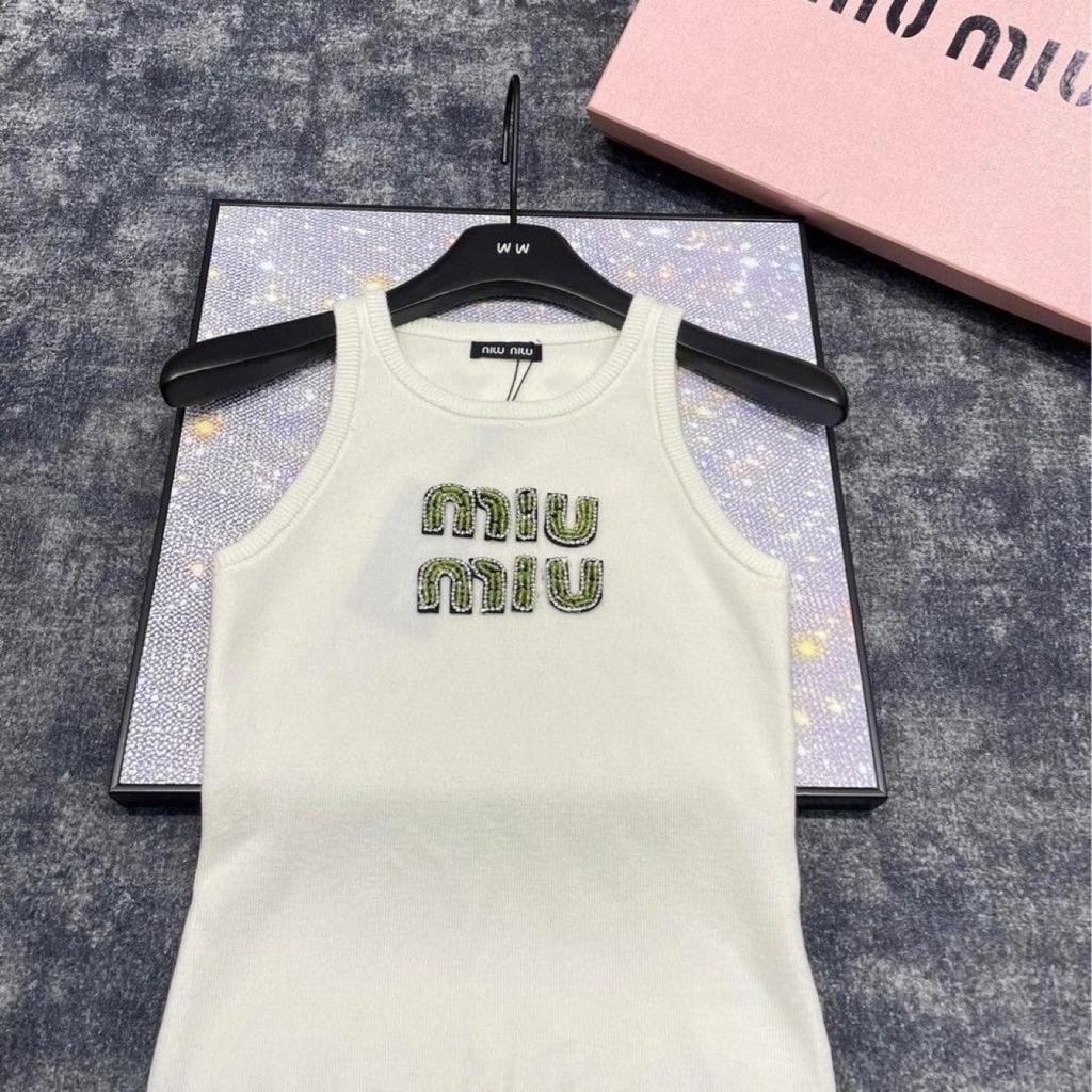 Spring/Summer Rhinestone Ribbed Sleeveless Ice Silk Knit Vest