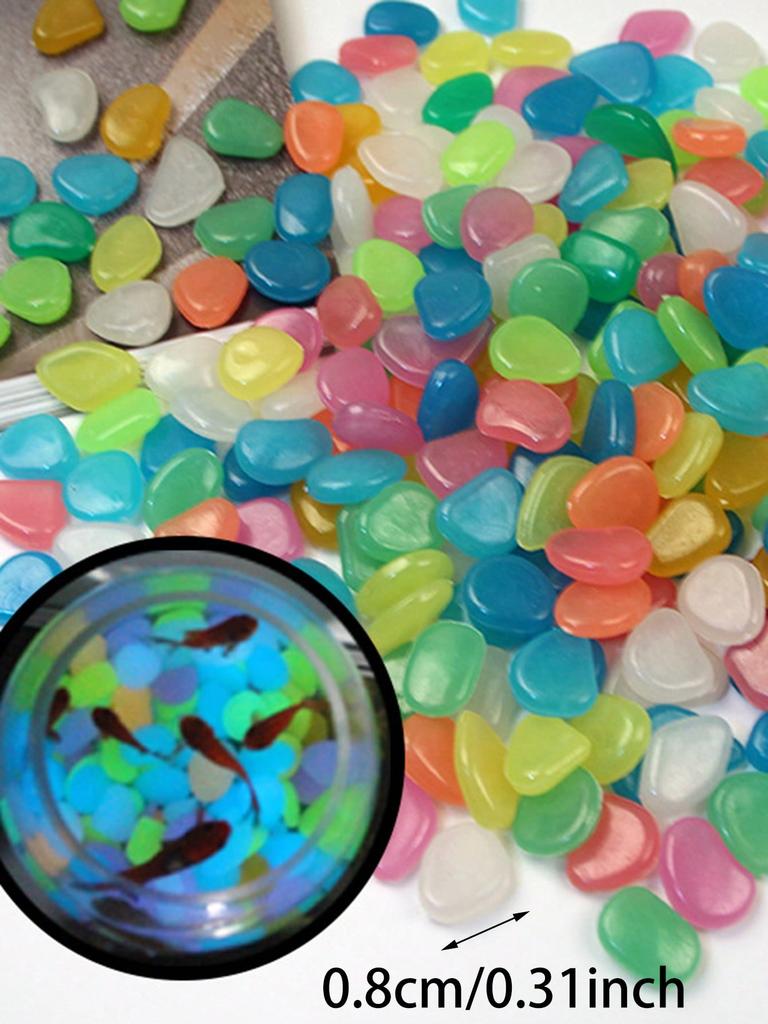 100pcs-Small Luminous Stone Glowing Pebble Garden Fish Tank Landscaping Fluorescent Stone - Random Color