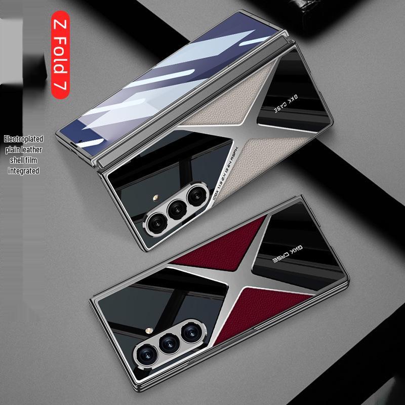 Schutzhülle aus galvanisiertem Leder für Samsung Z Fold7 – stoßfest, elegant und robust für Herren
