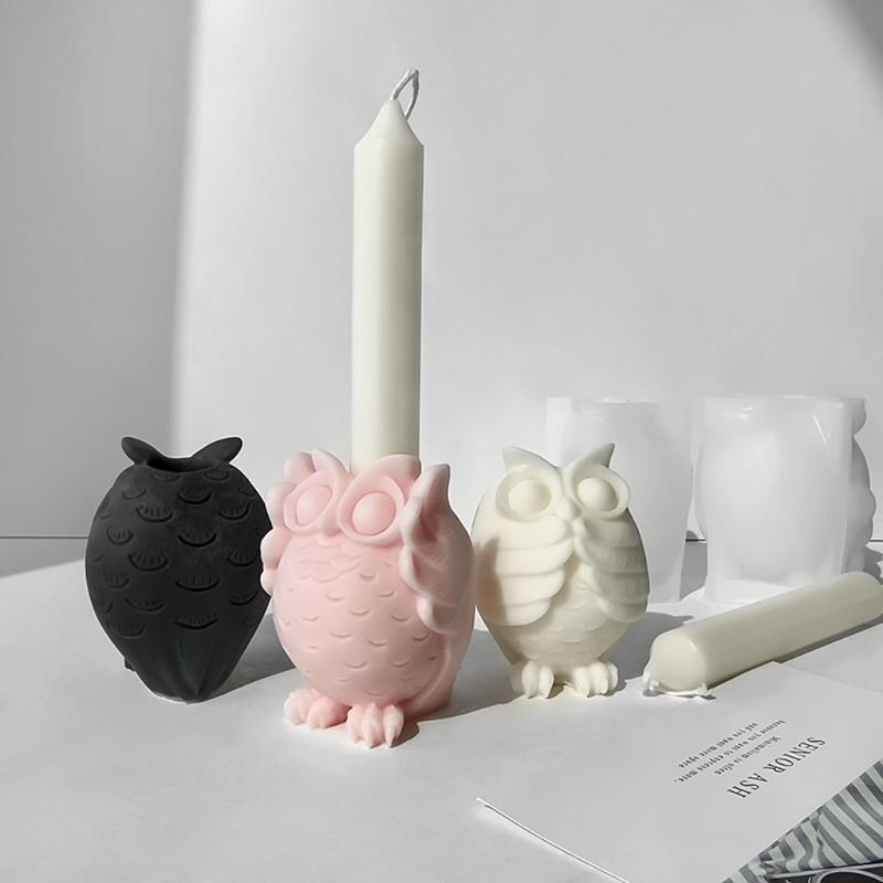 Beautiful Wax Candle Crafting Mold Personalized Long Candle Mold Eye Catching Owl Candle Holder Silicone Moulds