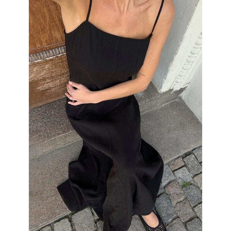 Womens Cotton Spaghetti Strap Maxi Dress High Waist A-Line 2026 Casual Beach Party Outfit