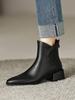 Retro Brown Chelsea Boots Pointed Short Boots Women's Spring and Autumn Single Boots Thick Heel Skinny Boots Middle Heel Martin Boots and Ankle Boots