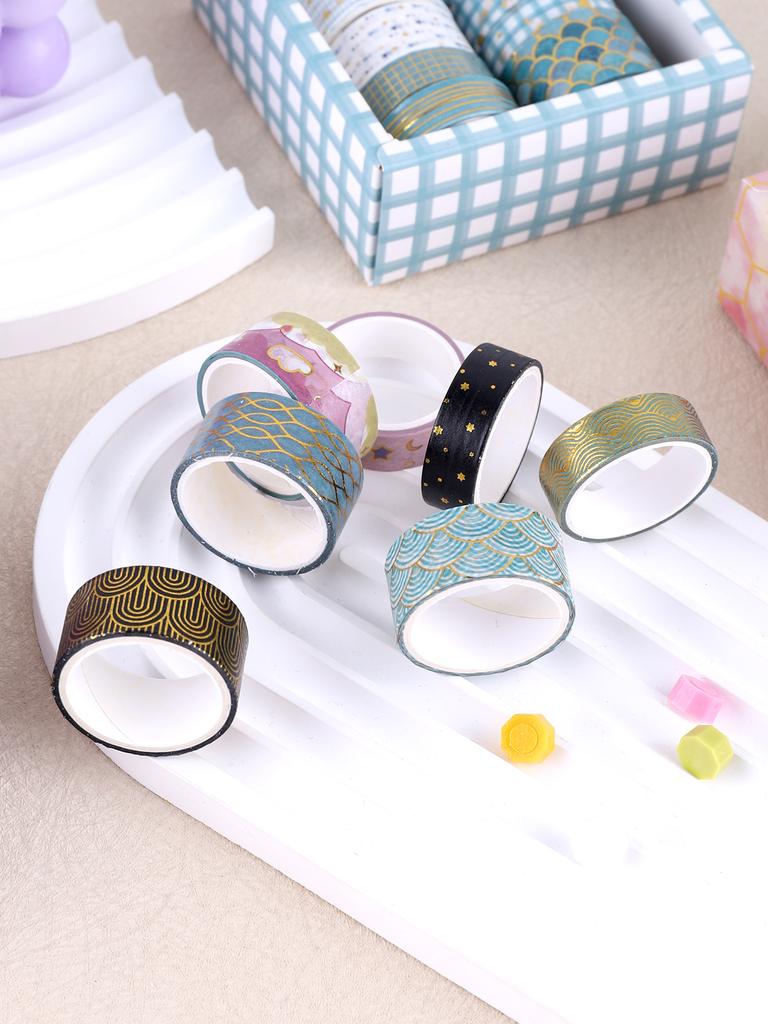 11rolls Washi Tape with Gold Foil Masking Tape Adhesive Paper Tape For Creative Decorative Tape Scrapbooking Supplies Washi Tape