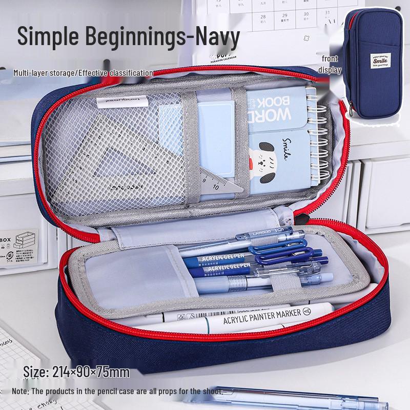 Large Capacity Blue Transparent Ita Pencil Case - Stylish and Functional for Students