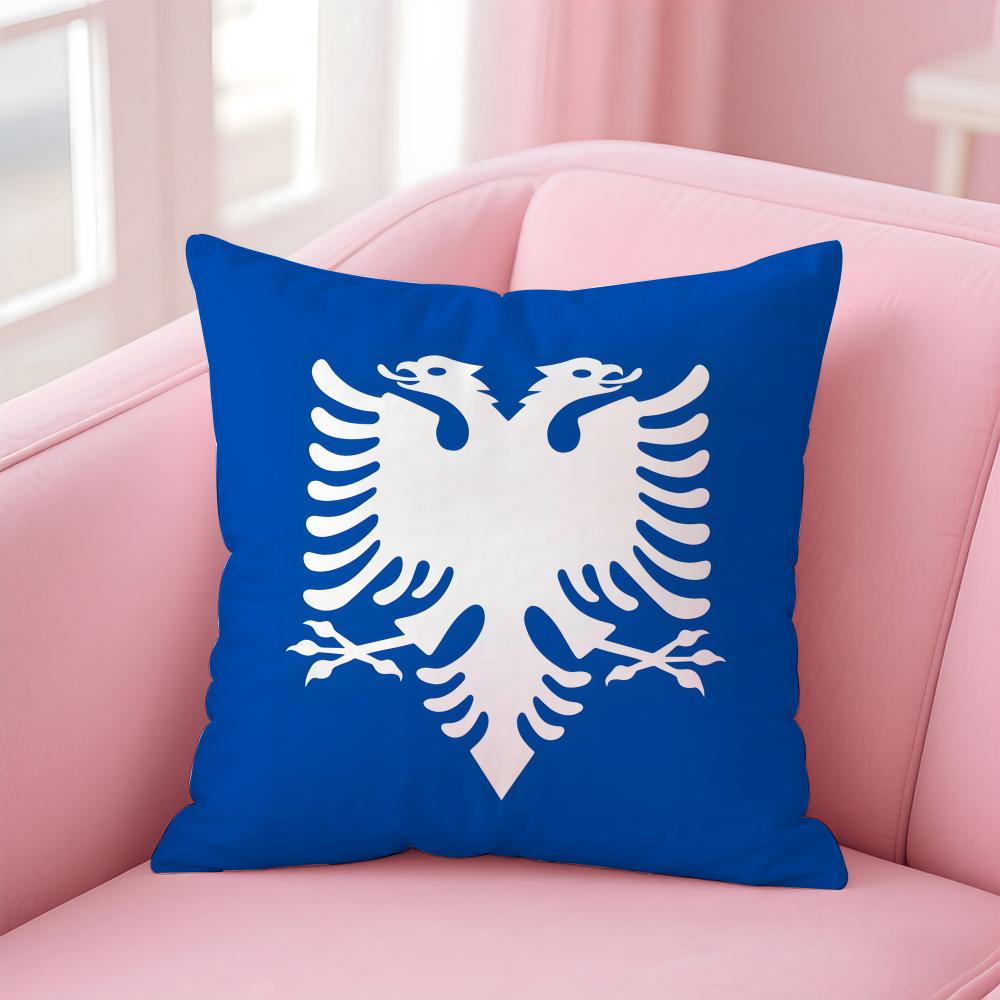 National Patriotic Symbol AAlbanians Flag Cushion Cover Pillowcase Short Plush Invisible zipper Room Sofa Cushion Cover
