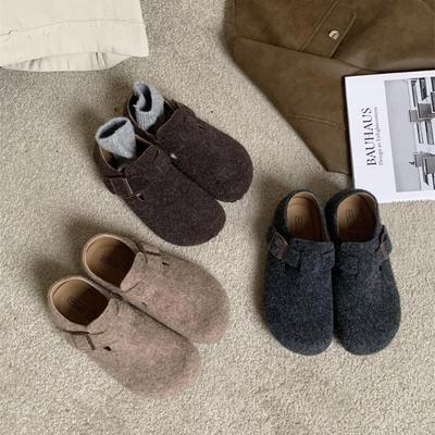 Autumn and Winter New Retro Lazy One-pedal Shoes Thick Soles Increase Height Ugly Cute Single Shoes Women's Shoes