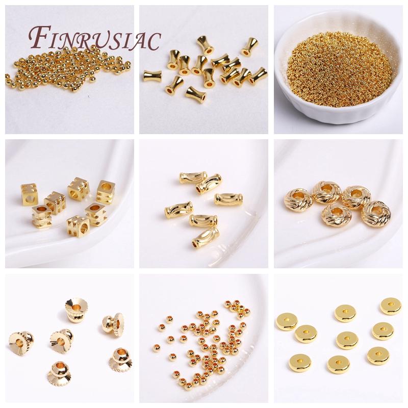 18K Gold Plated Beads 100Pcs - Premium Jewelry Making Supplies for Necklace Bracelet DIY, High-Shine Gold Spacer Beads Wholesale