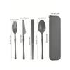 1pcs Knife, fork, spoon and chopsticks plastic tableware set, reusable, suitable for picnics, camping, and student supplies