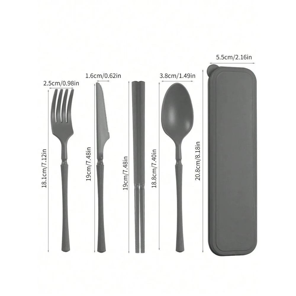 1pcs Knife, fork, spoon and chopsticks plastic tableware set, reusable, suitable for picnics, camping, and student supplies