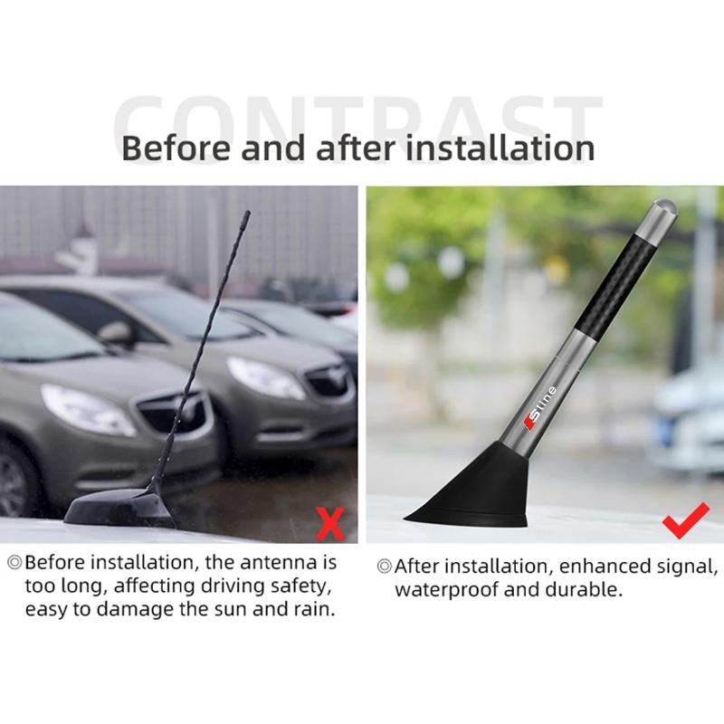 12cm Car Delicate Carbon Fiber Short Antenna Radio Auto Accessories for Audi C5 C6 C7 A4 B6 B8 B7 A6 A3 A5 Q3 Q5 Q7 8P S3 S5 S4 S2 S6 RS3 RS4 RS5 RS6