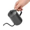 600ml Kaffekanna i rostfritt stål Svanhalsutlopp Tekanna med termometer(Svart)