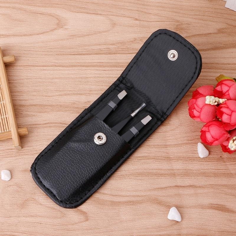 3 Pcs Professional Eyebrow Tweezers Hair Beauty Slanted Stainless Steel Tweezer